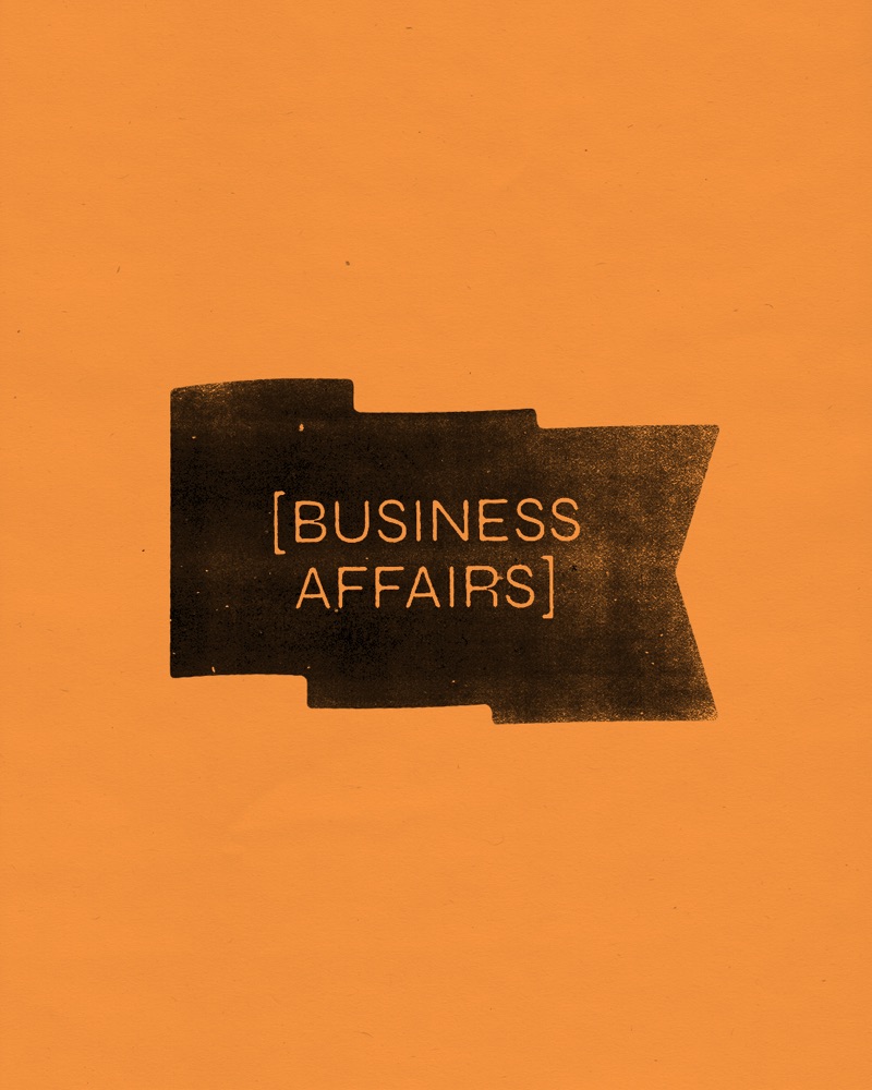 Visuel [BUSINESS AFFAIRS] : drapeau Octave imprimé sur papier orange